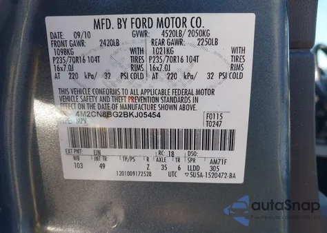 2011 Mercury Mariner z USA, uszkodzony, nr VIN 4M2CN8BG2BKJ05454